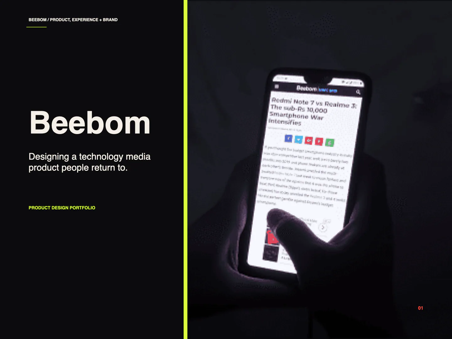Beebom mobile technology publication in a dark editorial presentation