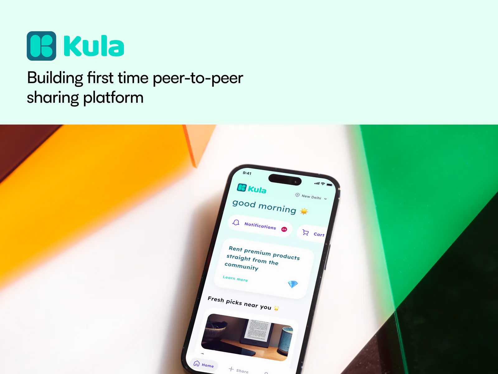 Kula peer-to-peer sharing experience presented on a phone